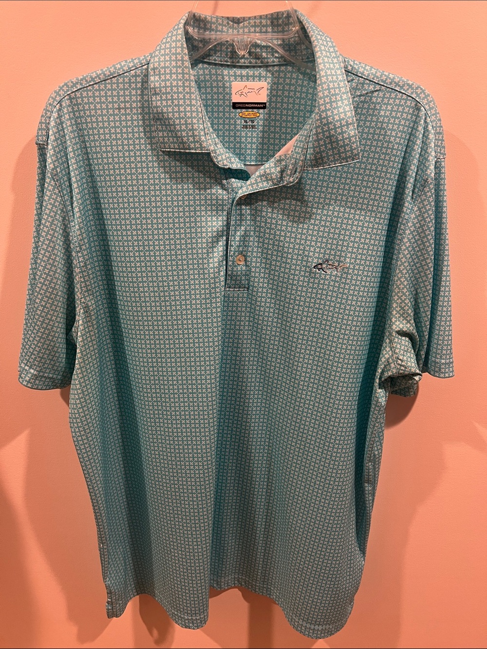 Greg Norman Collection Teal Geo-Print Polo
